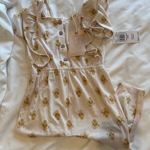 Floral Ruffle Button-Down Jumpsuit